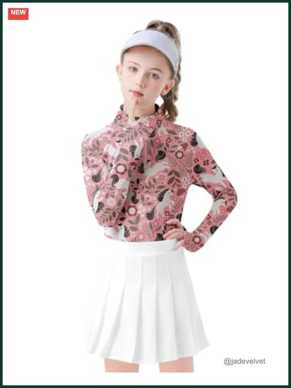 Girls Long Sleeve Half Zip Polo Shirt Quick Dry UPF 50+